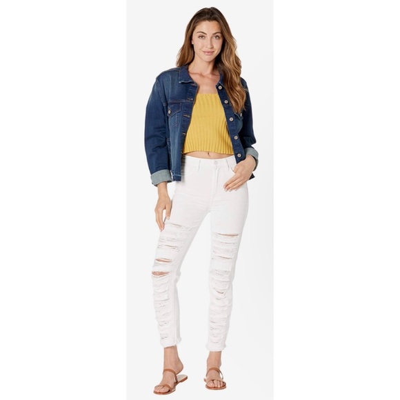 7 FOR ALL MANKIND HIGH WAIST CROPPED SHREDDED JEANS 🌺IN STORES🌺 - Picture 1 of 4